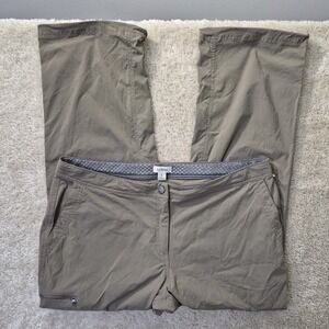 LL Bean Hiking Pants Womens 16P Brown Comfort Trail UPF Nylon Outdoor Camp